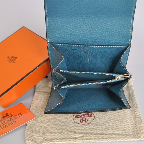 Cheap Fake Hermes Constance Togo Leather Wallets A608 Blue - Click Image to Close